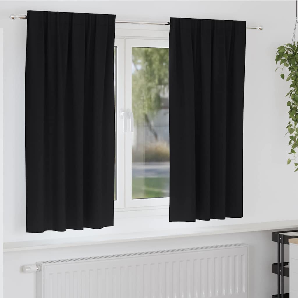 Tende oscuranti VidaXL con anelli 2 pz nere 175 x 140 cm