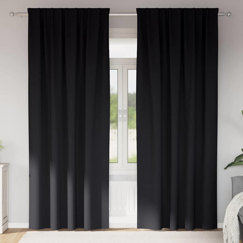 Vidaxl zwart-out gordijnen met ringen 2 pcs zwart 225 x 140 cm