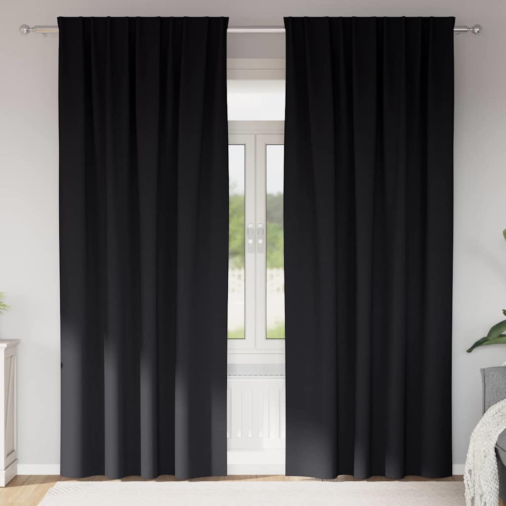 Tende oscuranti VidaXL con anelli 2 pezzi nere 245 x 140 cm