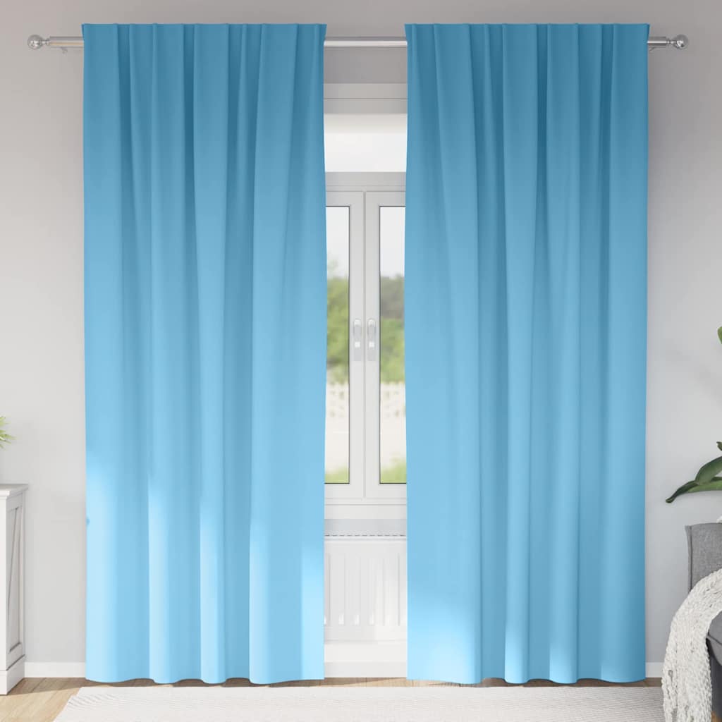 Vidaxxl cortinas opacas con anillas 2 piezas azul claro 225 x 140 cm