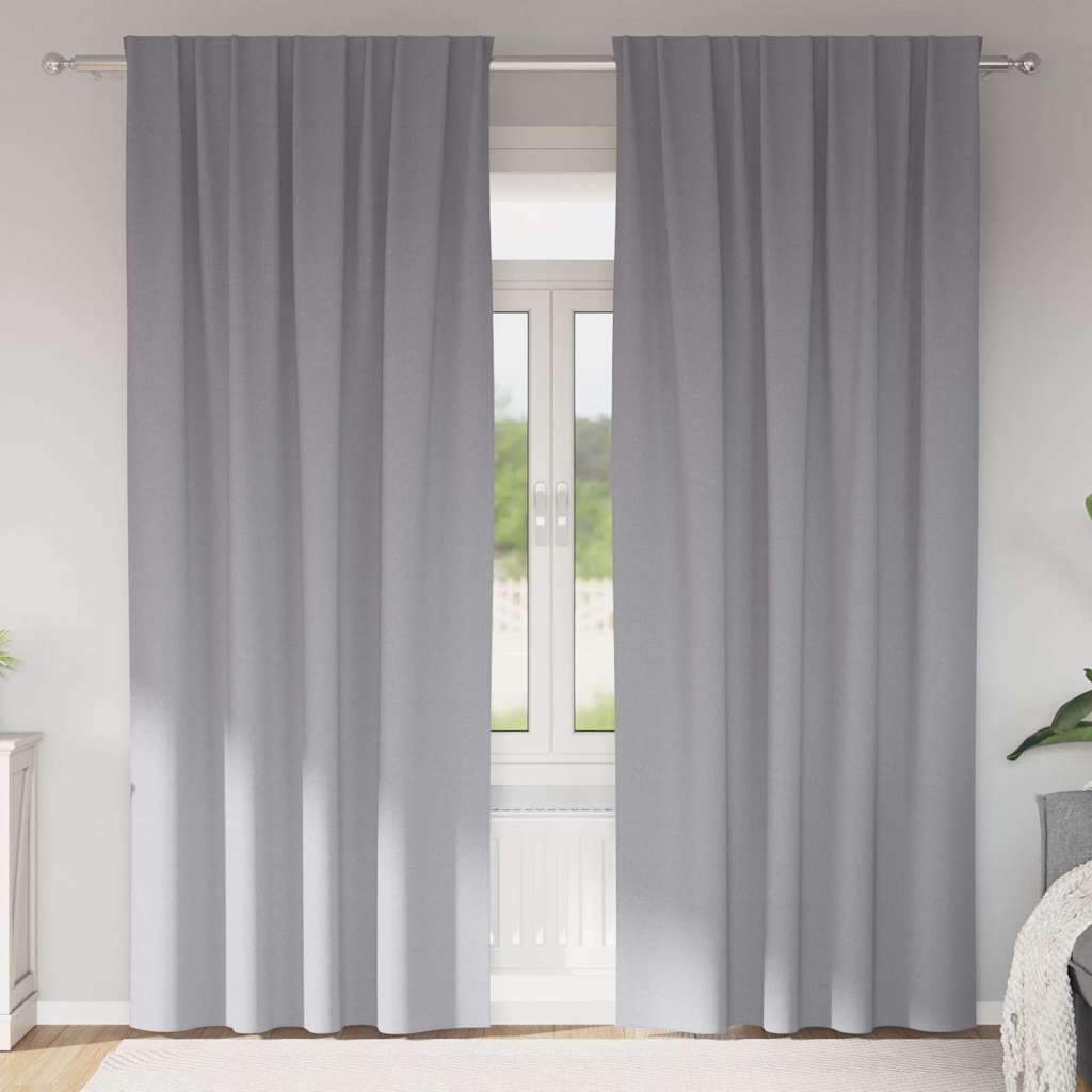 Vidaxxl cortinas opacas con anillas 2 piezas gris claro 245 x 140 cm