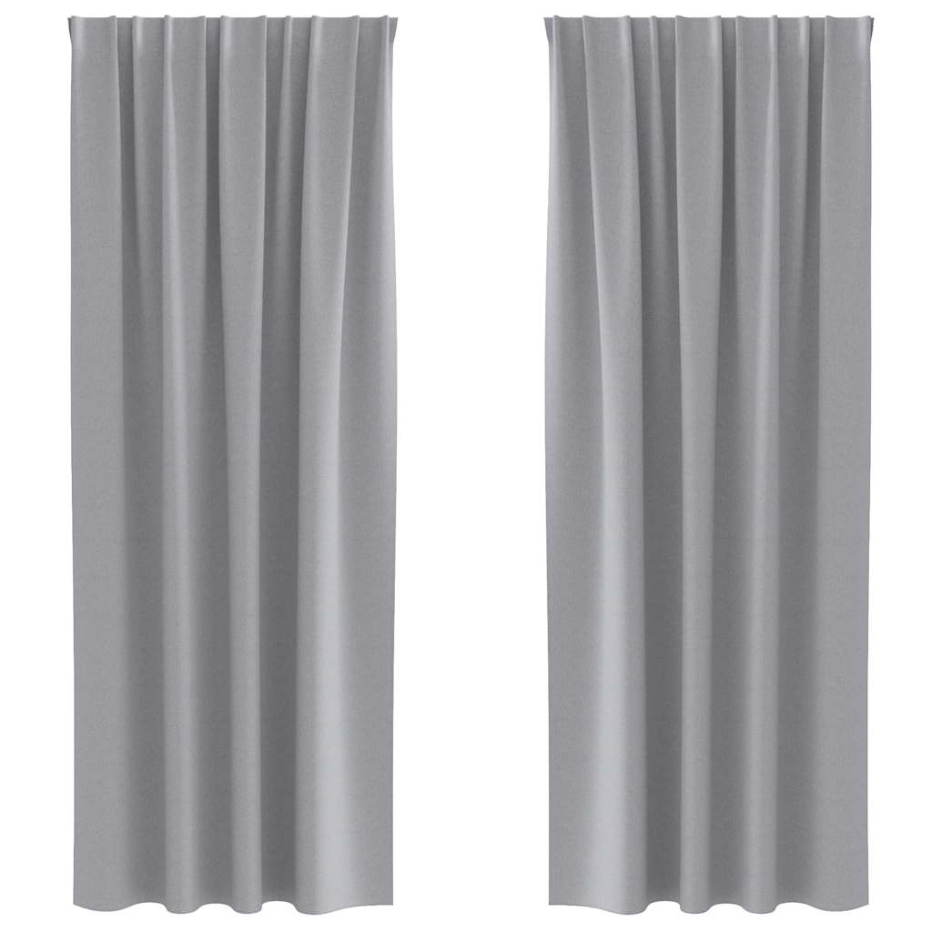 Vidaxxl cortinas opacas con anillas 2 piezas gris claro 245 x 140 cm