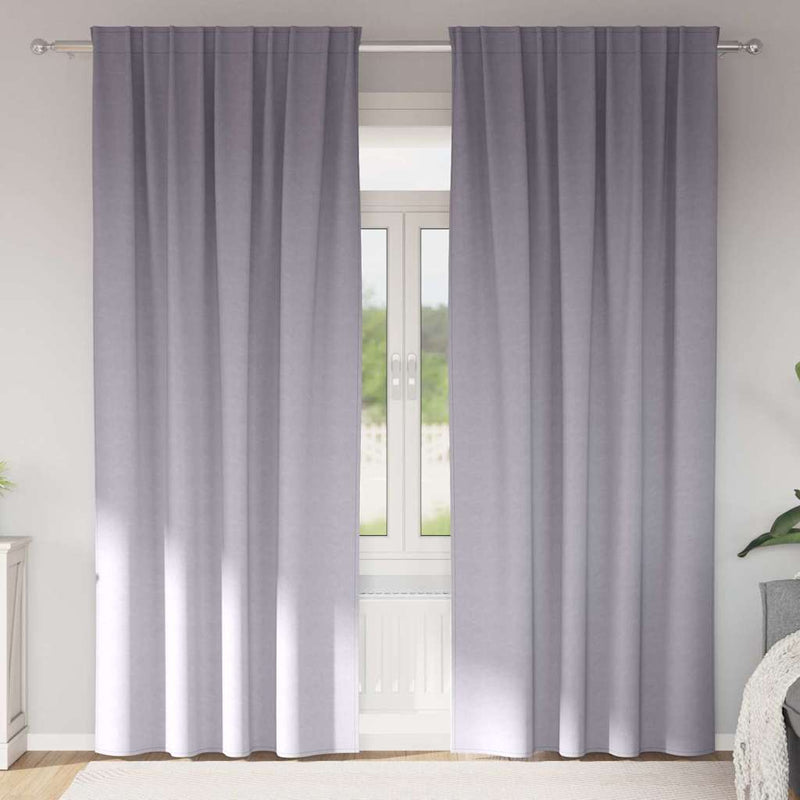 Vidaxl zwart-out gordijnen met ringen 2 pcs metaalgrijs 245 x 140 cm