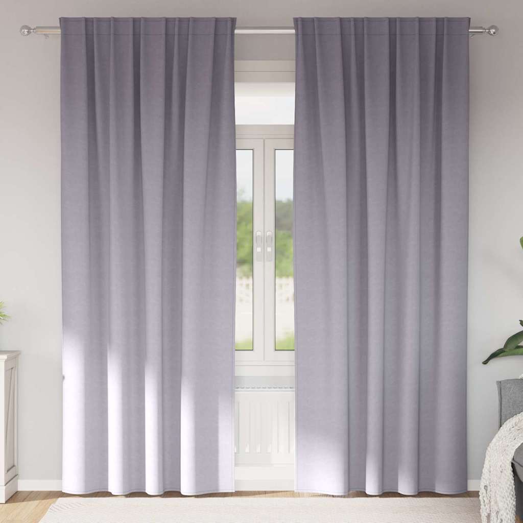 Vidaxl zwart-out gordijnen met ringen 2 pcs metaalgrijs 260 x 140 cm