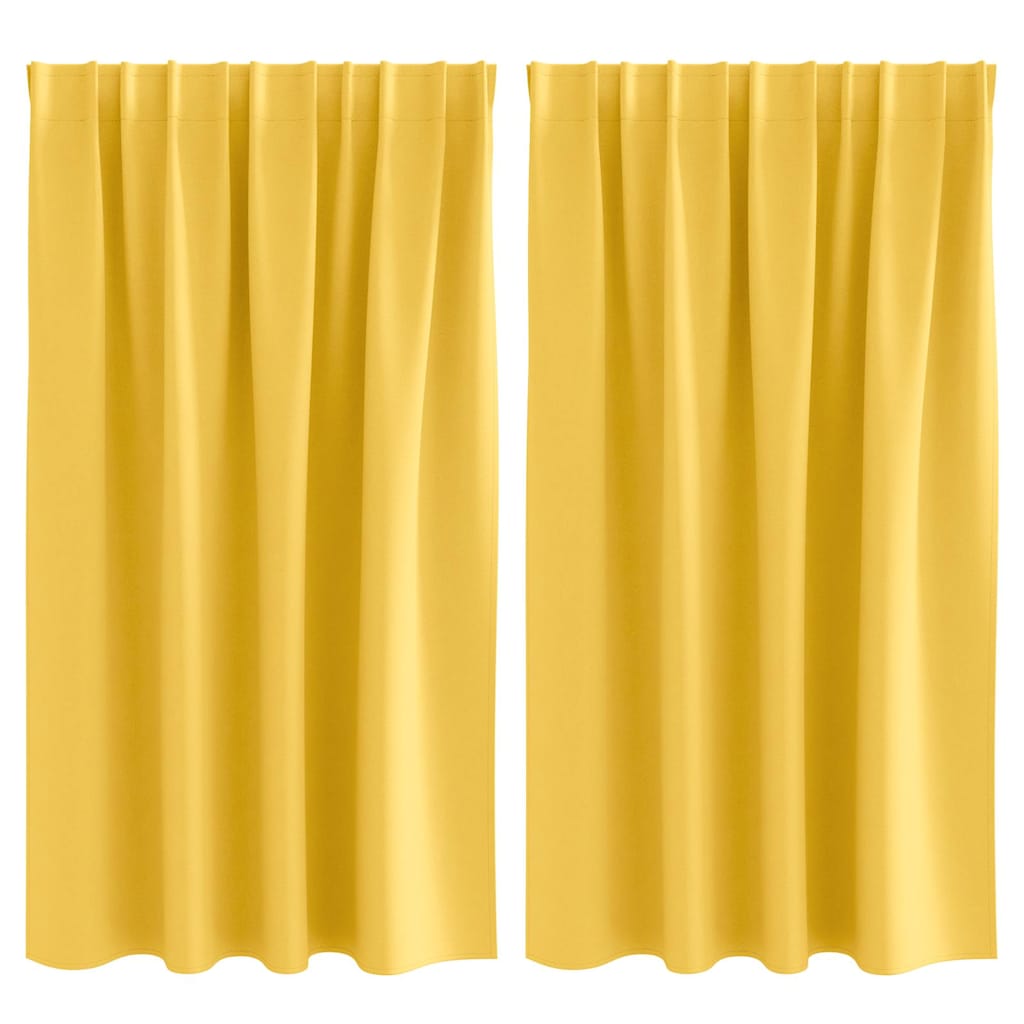 Vidaxl zwart-out gordijnen met ringen 2 pcs mosterdgeel 140 x 140 cm