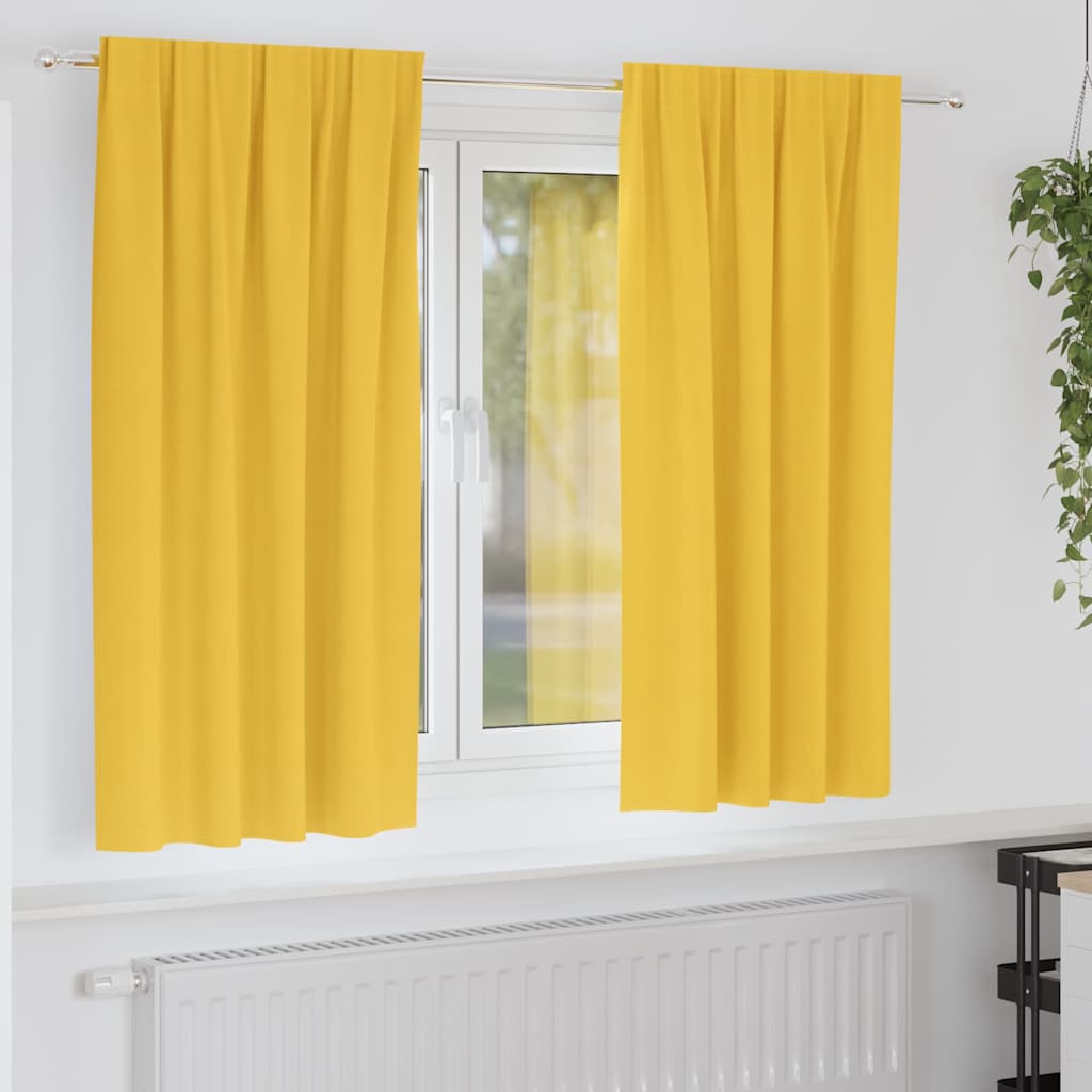 Vidaxl cortinas opacas con anillas 2 piezas amarillo mostaza 175 x 140 cm