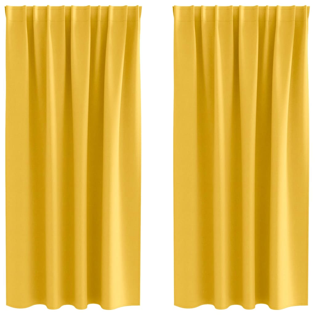 Vidaxl cortinas opacas con anillas 2 piezas amarillo mostaza 175 x 140 cm