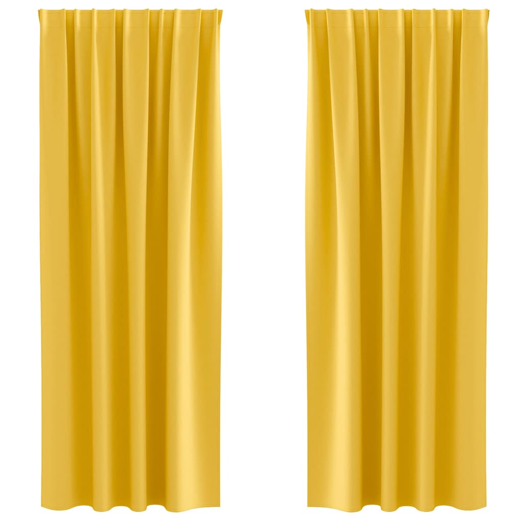 Vidaxl zwart-out gordijnen met ringen 2 pcs mosterdgeel 245 x 140 cm