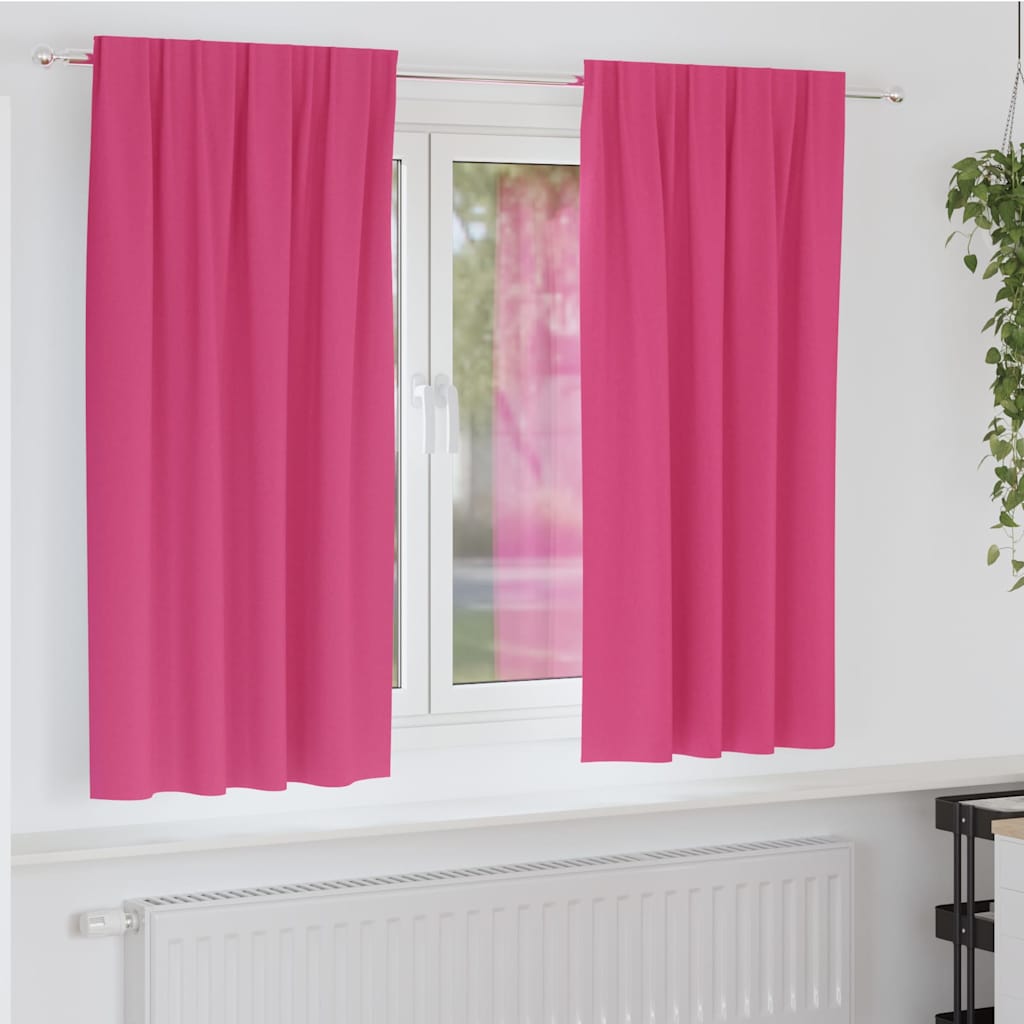 Vidaxl cortinas opacas con anillas 2 piezas rosa brillante 175 x 140 cm