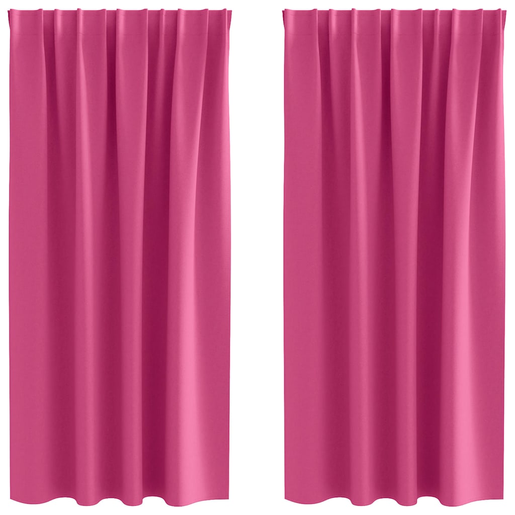 Vidaxl cortinas opacas con anillas 2 piezas rosa brillante 175 x 140 cm