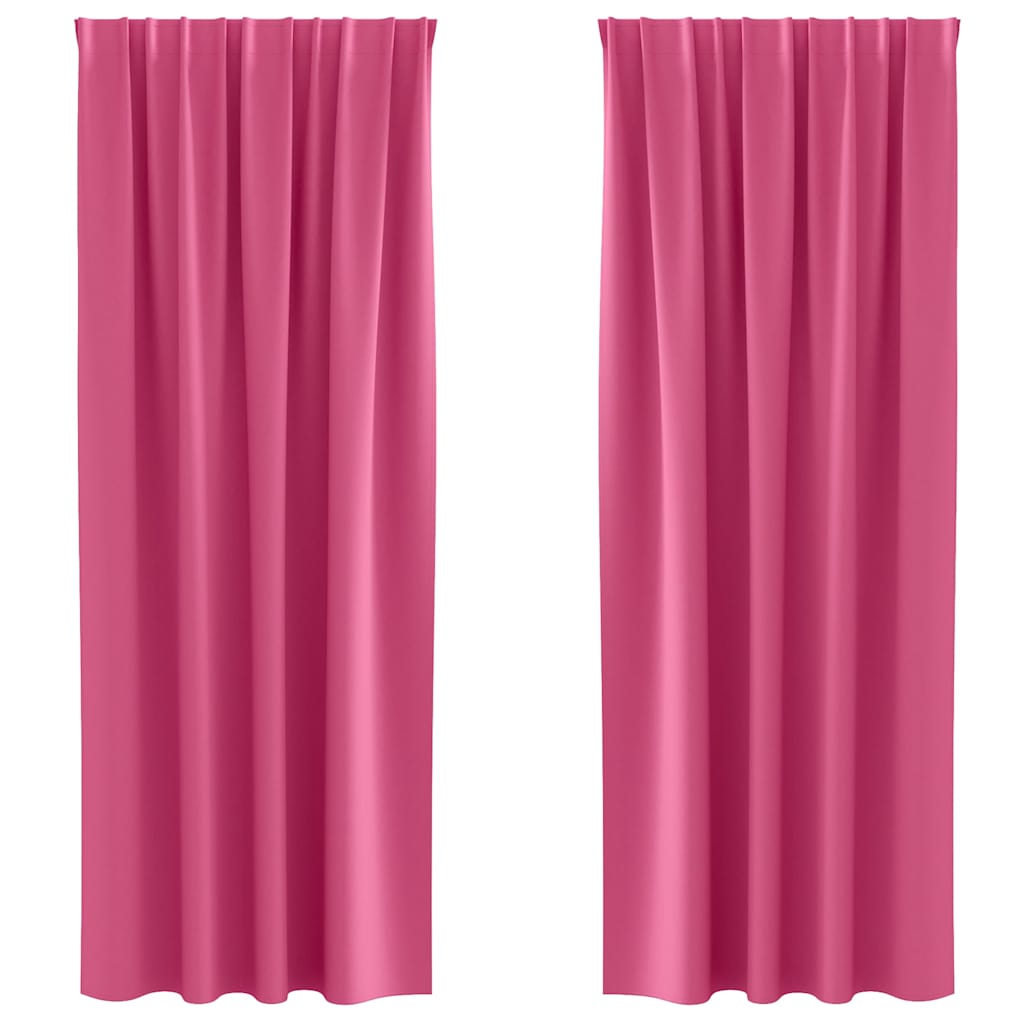 Vidaxl cortinas opacas con anillas 2 piezas rosa brillante 260 x 140 cm