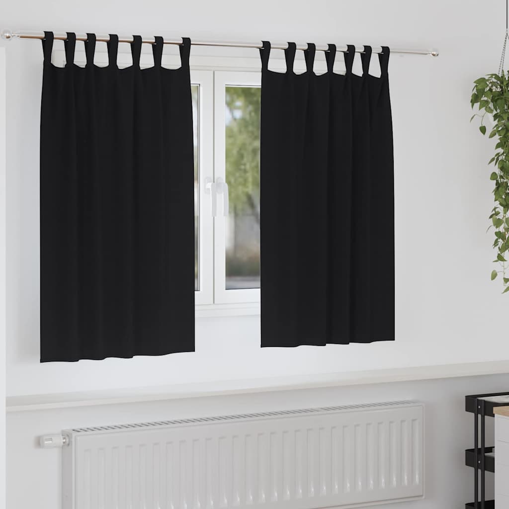 Tende oscuranti VidaXL con anelli 2 pz nere 140 x 140 cm
