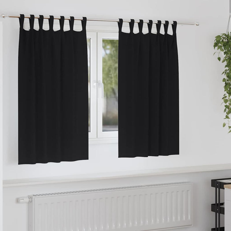 Tende oscuranti VidaXL con anelli 2 pz nere 140 x 140 cm