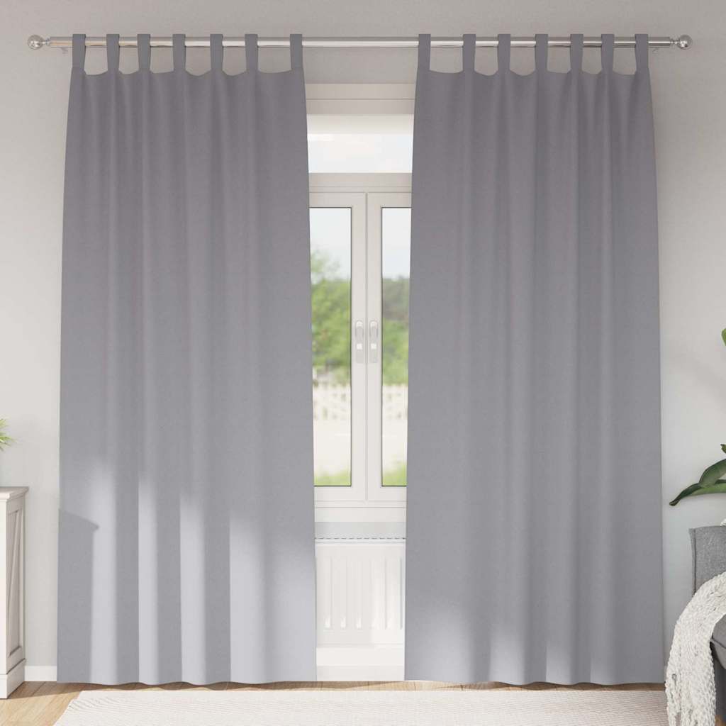 Vidaxxl cortinas opacas con anillas 2 piezas gris claro 260 x 140 cm