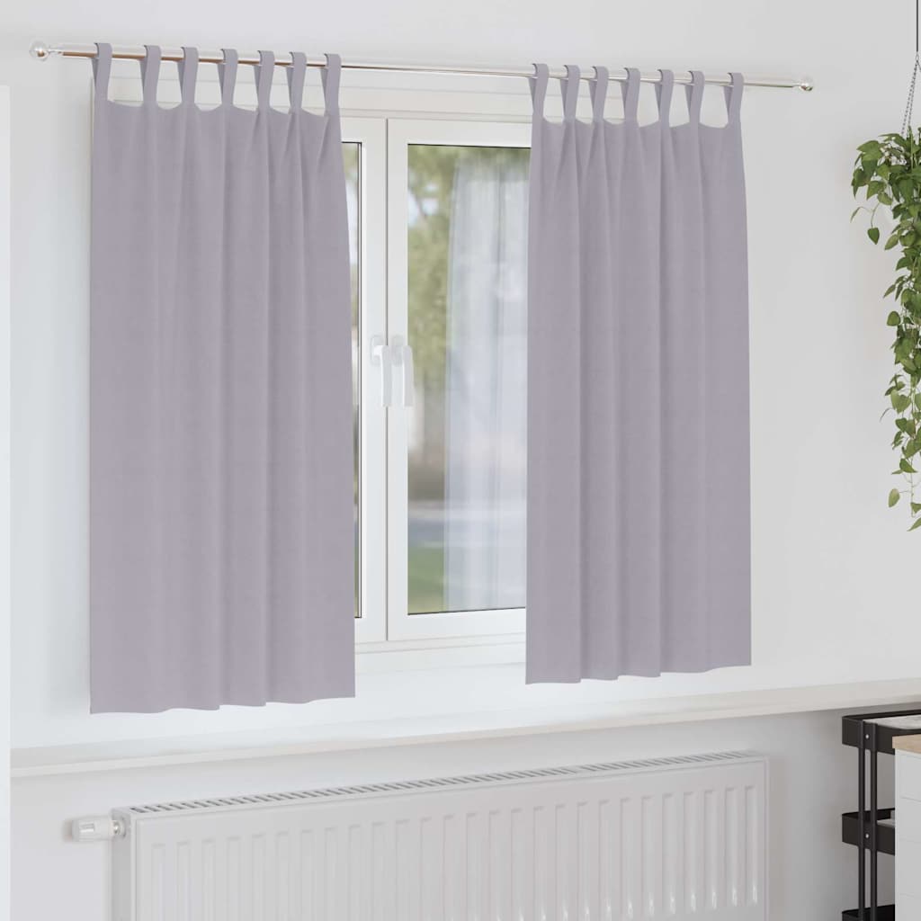 Vidaxl cortinas opacas con anillas 2 piezas gris metalizado 175 x 140 cm