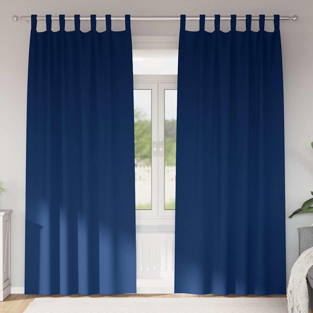 Vidaxl cortinas opacas con anillas 2 piezas azul oscuro 245 x 140 cm
