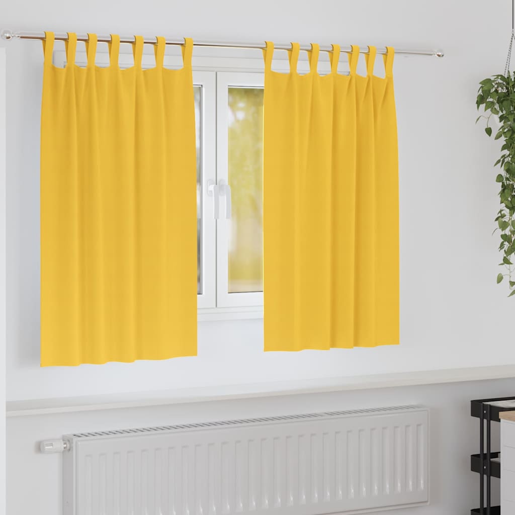 Vidaxl cortinas opacas con anillas 2 piezas amarillo mostaza 140 x 140 cm