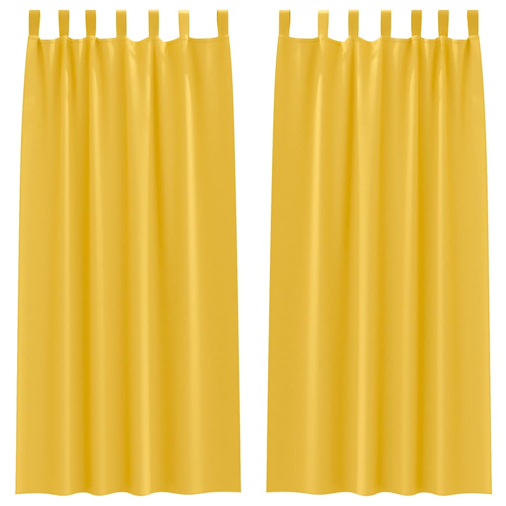 Vidaxl zwart-out gordijnen met ringen 2 pcs mosterdgeel 225 x 140 cm