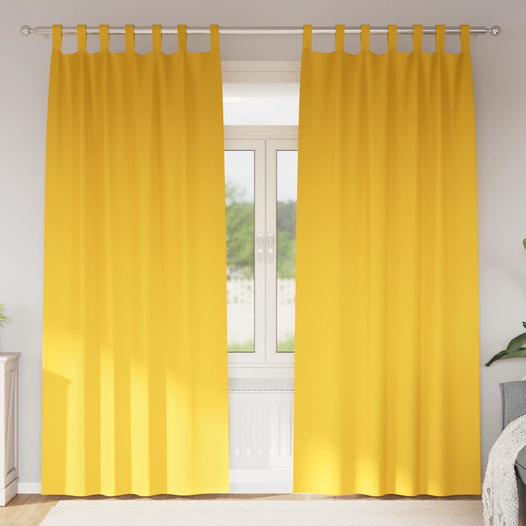 Vidaxl zwart-out gordijnen met ringen 2 pcs mosterdgeel 260 x 140 cm
