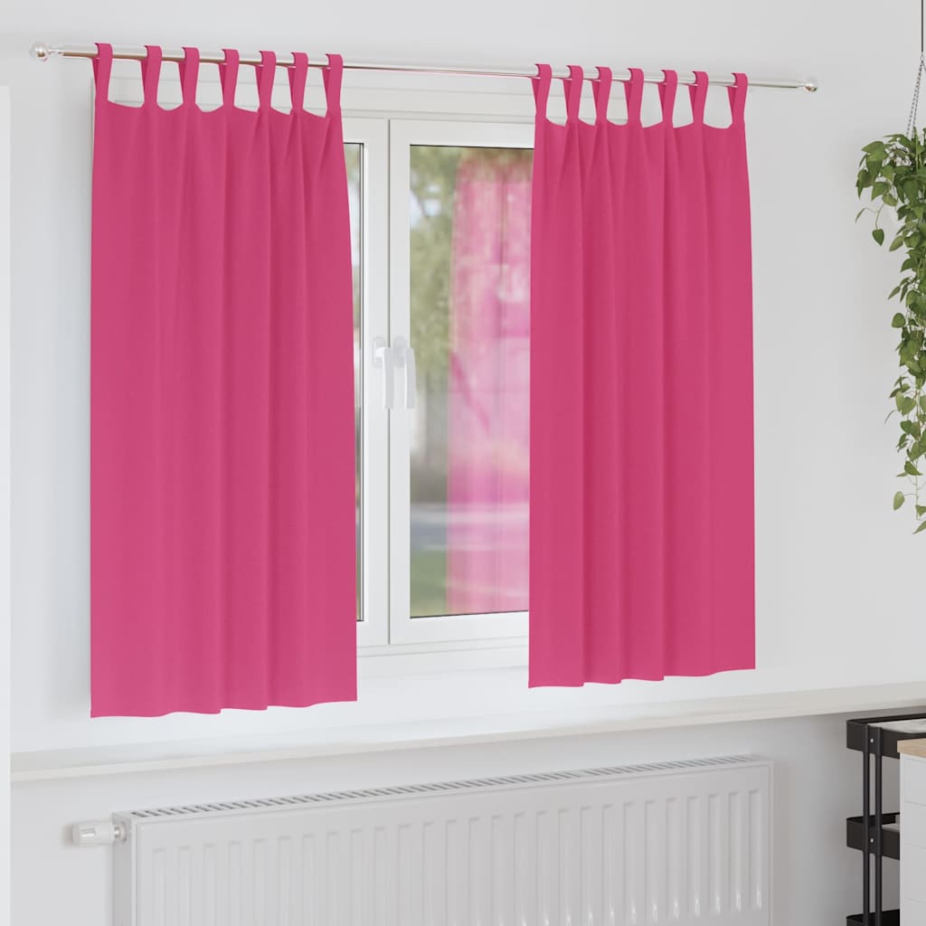 Vidaxl cortinas opacas con anillas 2 piezas rosa brillante 175 x 140 cm