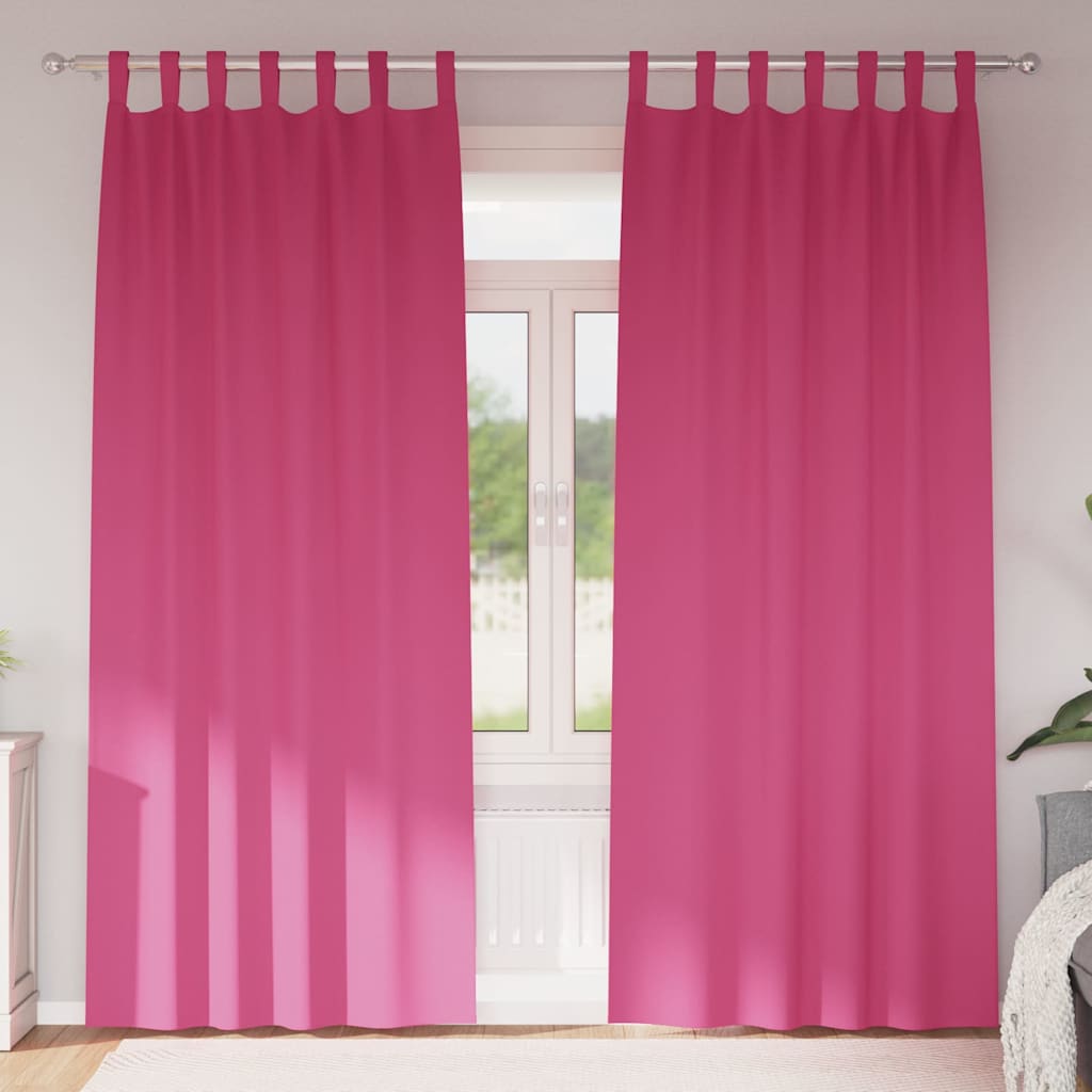 Vidaxl cortinas opacas con anillas 2 piezas rosa brillante 260 x 140 cm