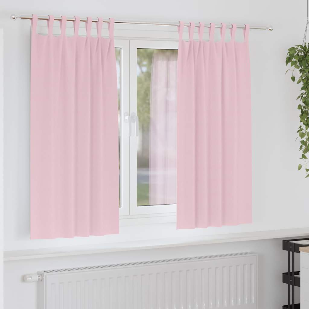 Vidaxl cortinas opacas con anillas 2 piezas rosa bebé 175 x 140 cm