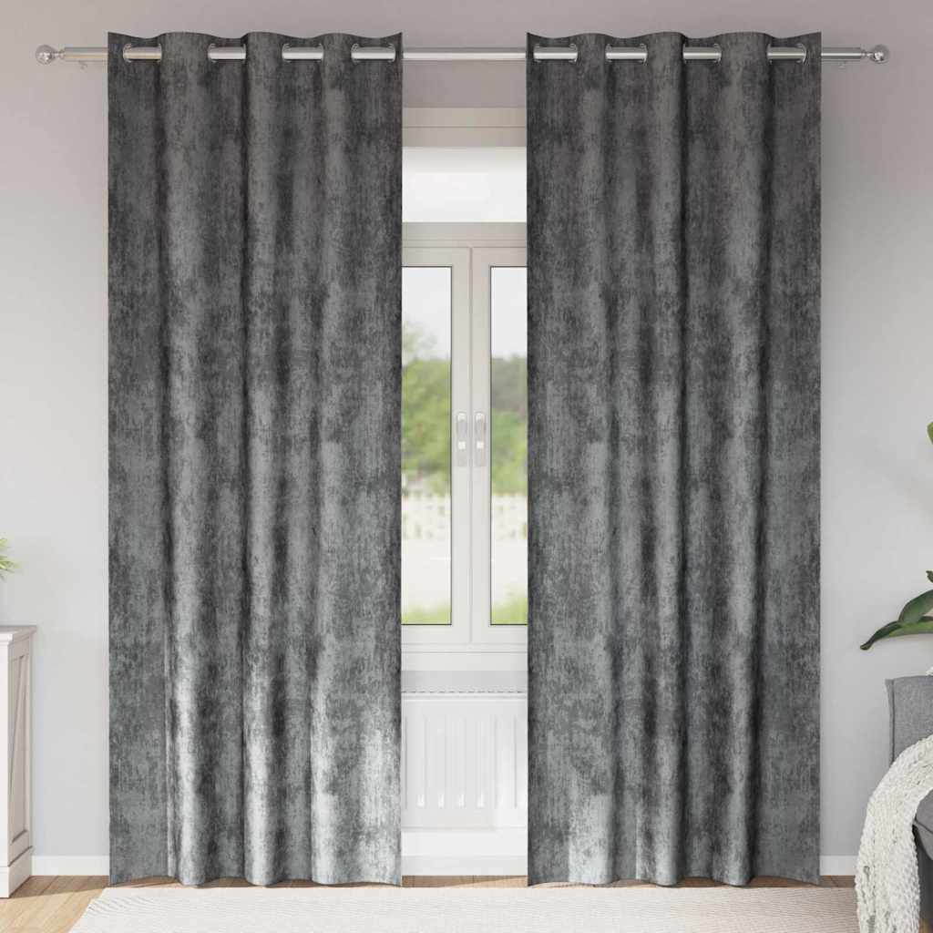 Tende in velluto VidaXL con tende 2 pezzi grigio 225 x 140 cm velluto