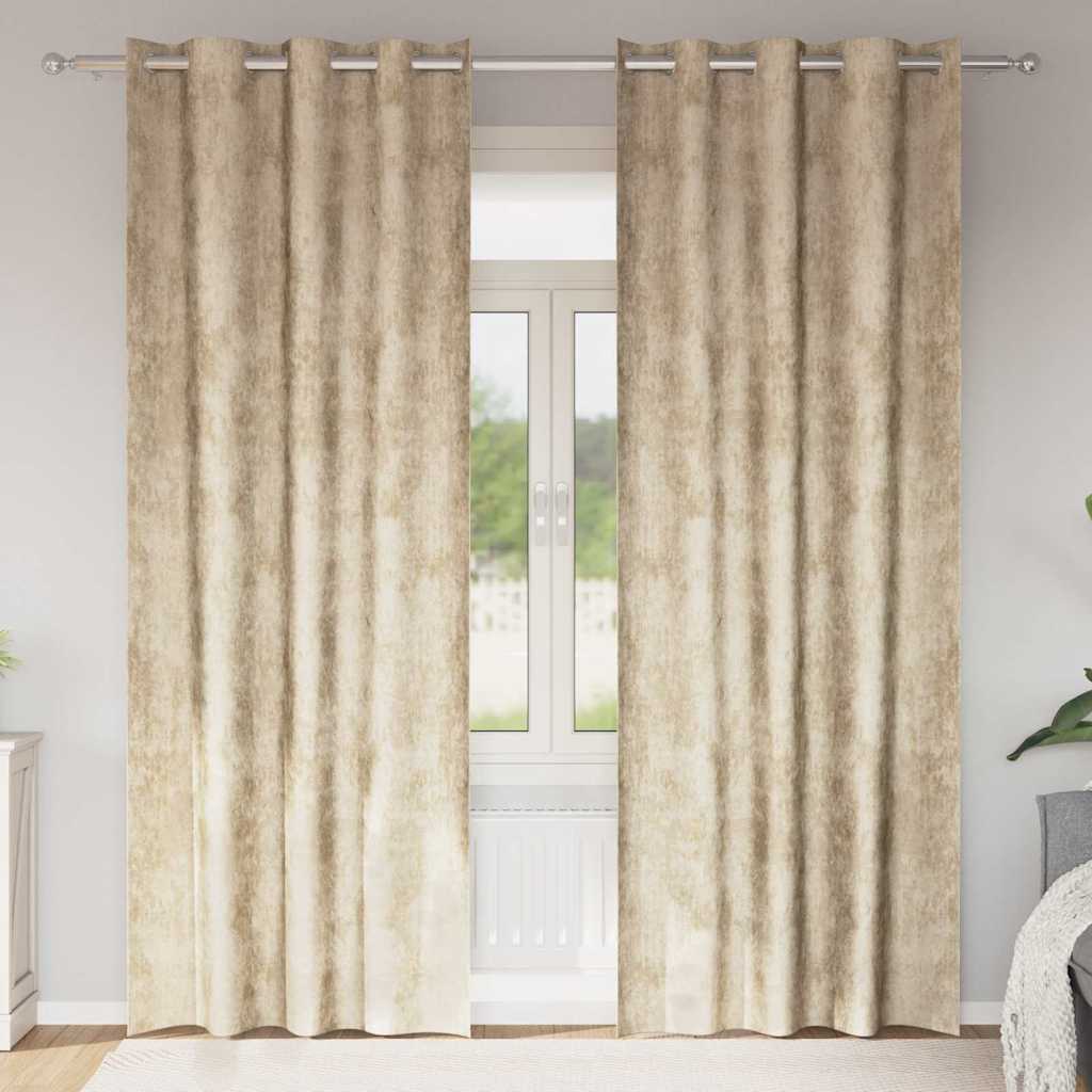 Tende in velluto VidaXL con tende 2 pezzi crema 225 x 140 cm velluto