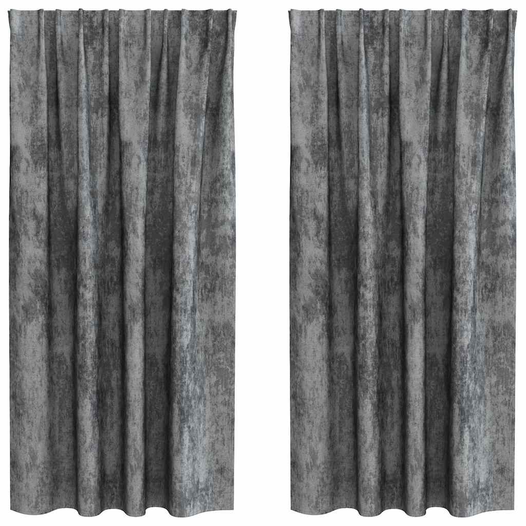 Tende in velluto VidaXL con tende 2 pezzi grigio 175 x 140 cm velluto