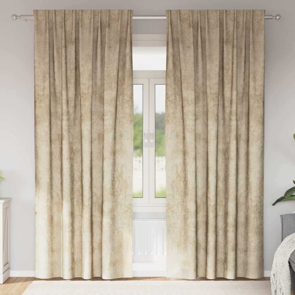 Tende in velluto VidaXL con tende 2 pezzi crema 245 x 140 cm velluto