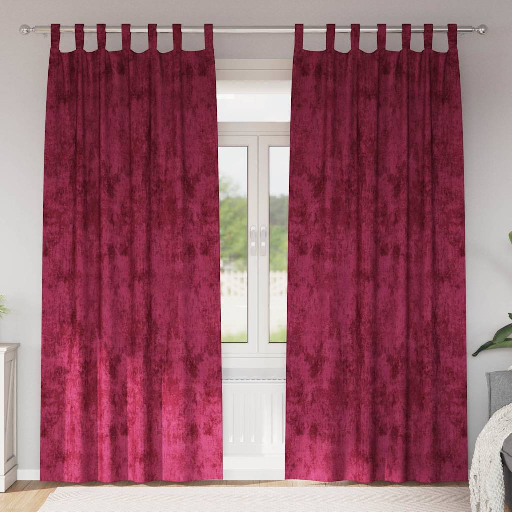 VidaXL cortinas de terciopelo 2 piezas terciopelo rojo vino 225 x 140 cm