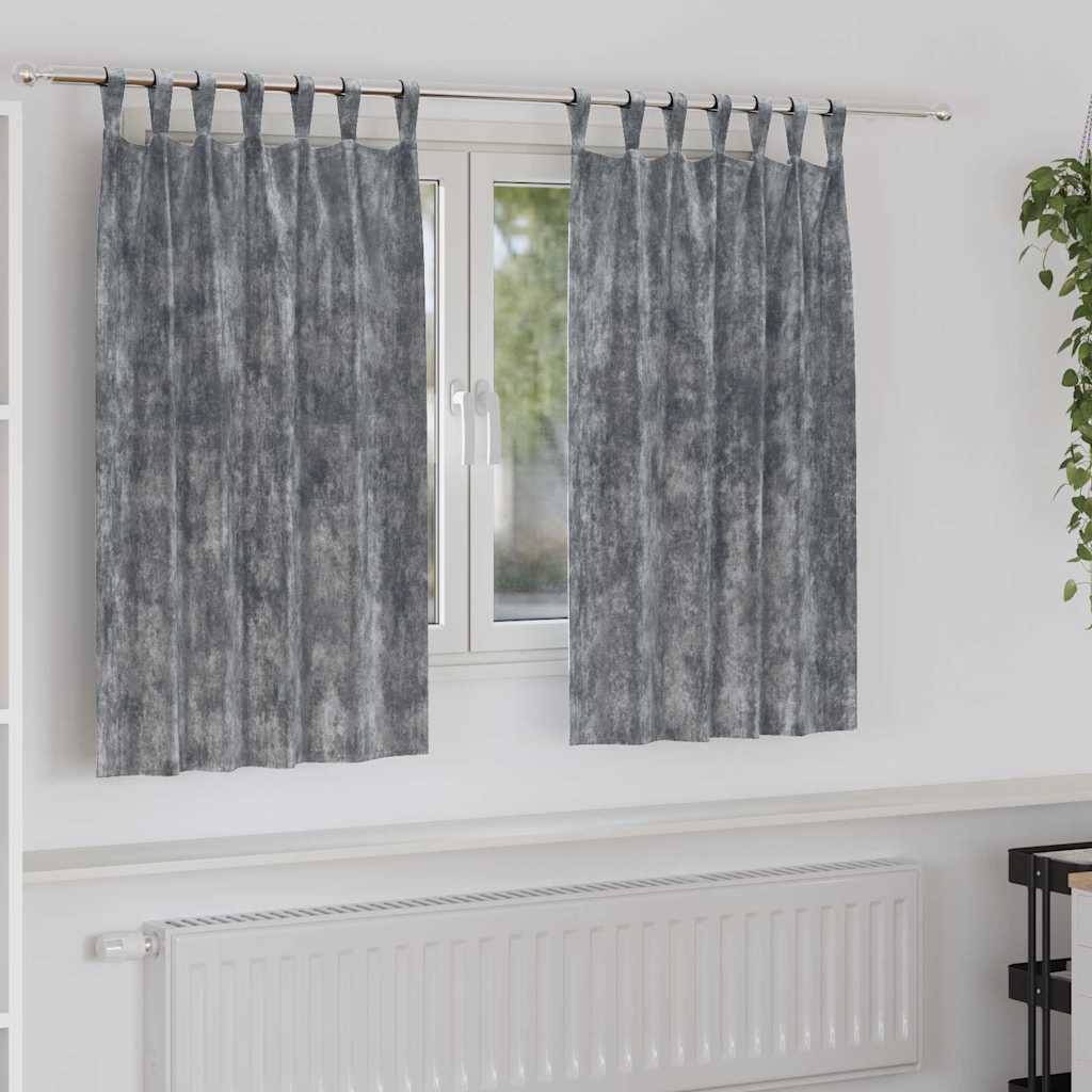 Tende in velluto VidaXL con tende 2 pezzi grigio 140 x 140 cm velluto