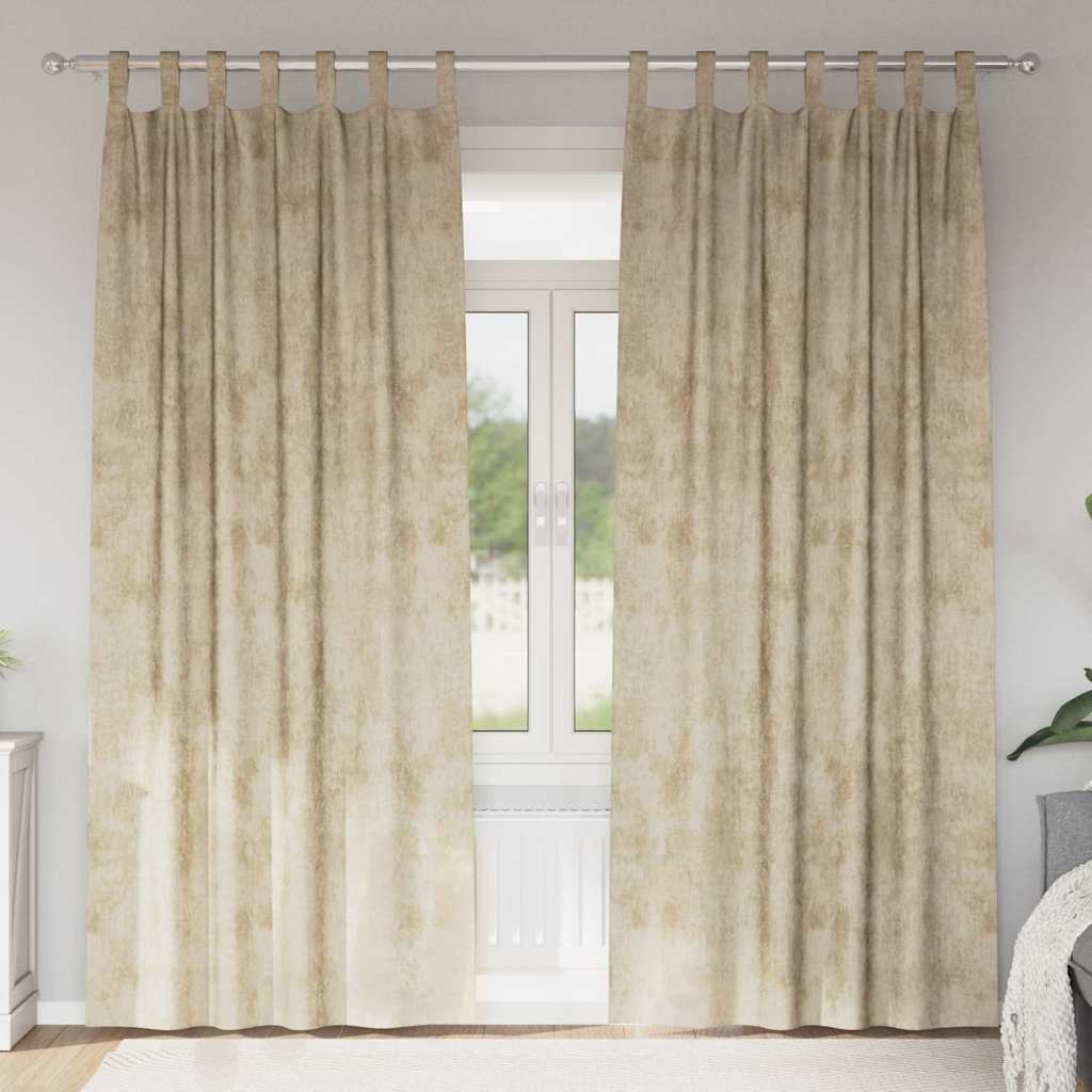 Tende in velluto VidaXL con tende 2 pezzi crema 225 x 140 cm velluto