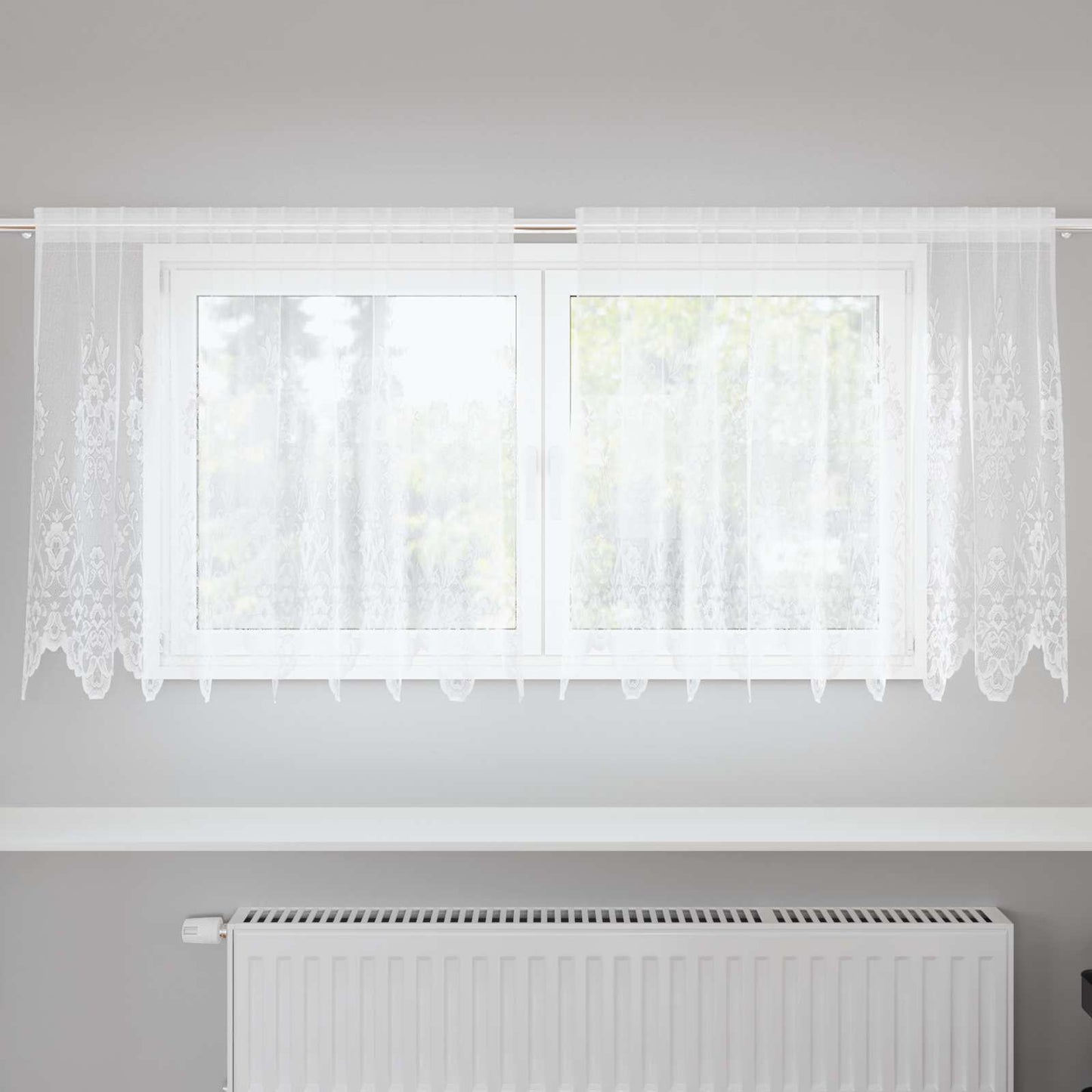 Vidaxl kantgordijn met gordijnen bloemen wit 100 x 200 cm polyester