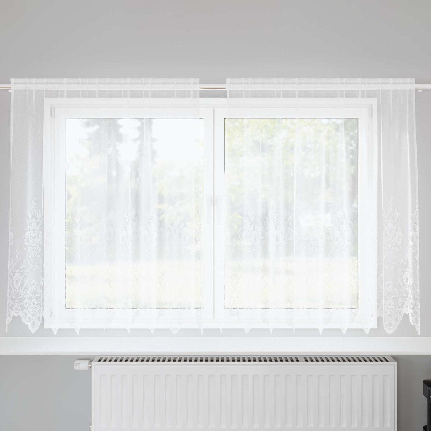 Vidaxl kantgordijn met gordijnen bloemen wit 160 x 200 cm polyester