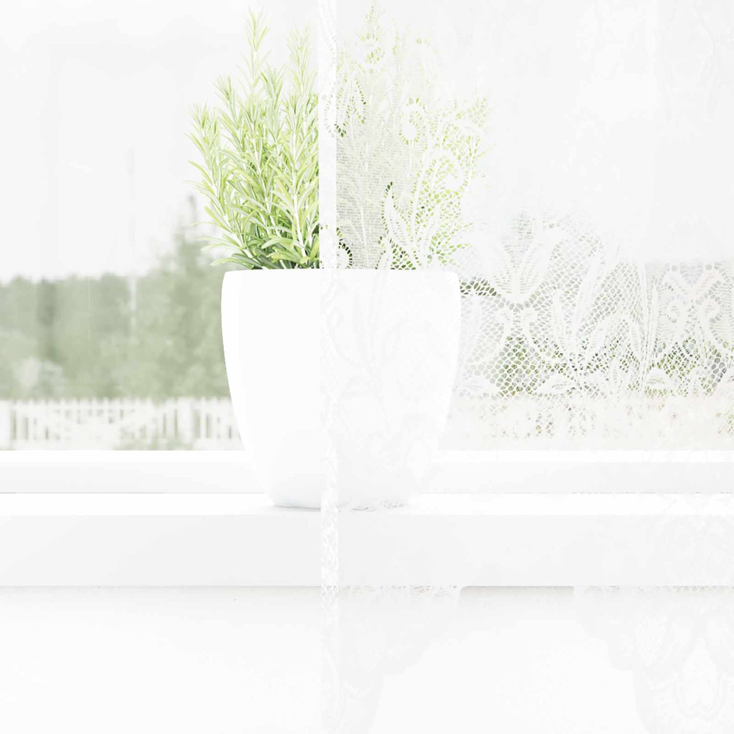 Vidaxl kantgordijn met gordijnen bloemen wit 240 x 300 cm polyester