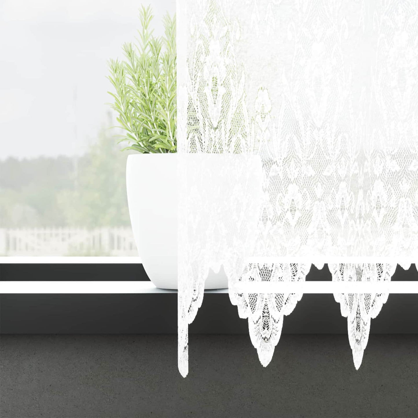 Vidaxl kantgordijn met gordijnen bloemen wit 120 x 500 cm polyester