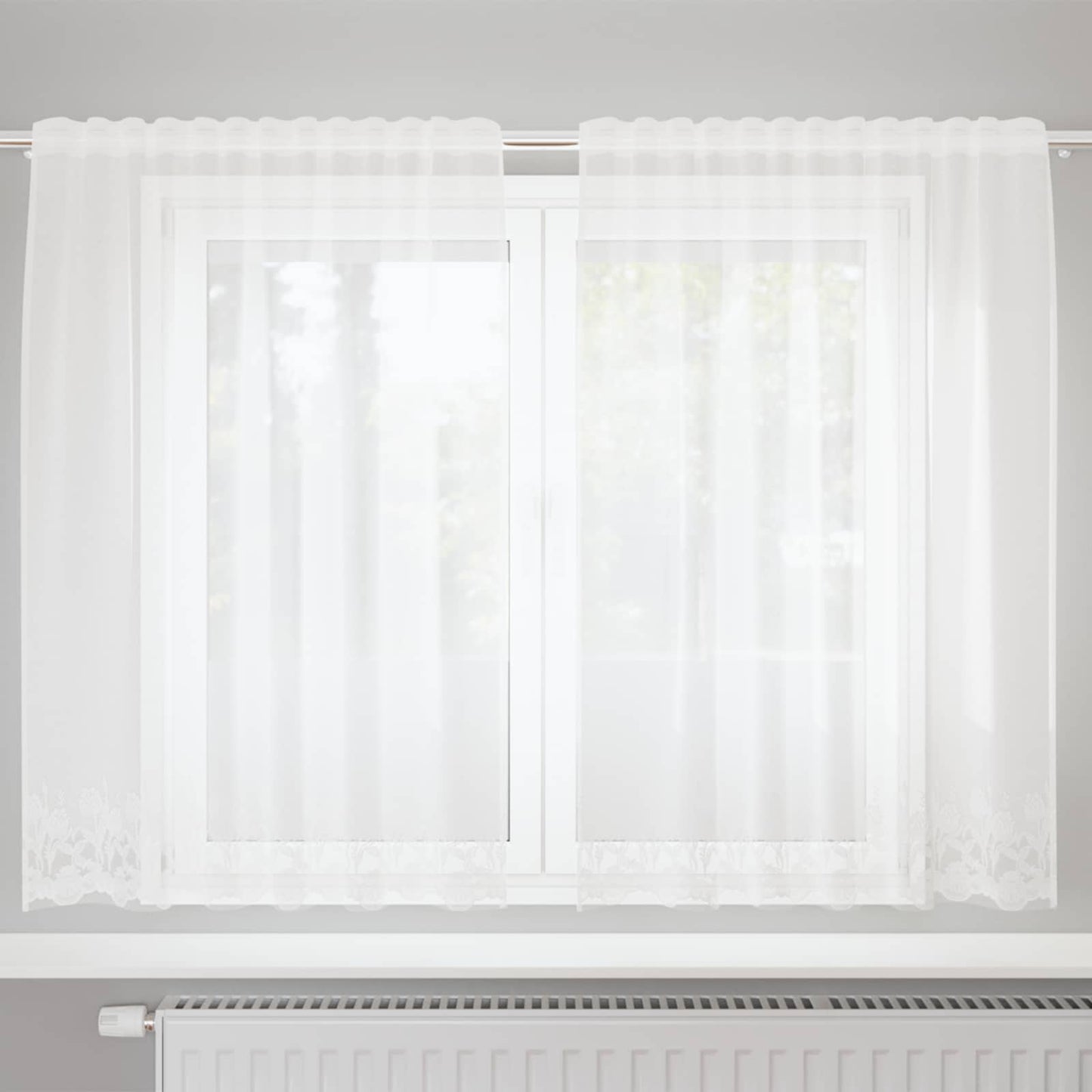 Vidaxx cortina de encaje con cortinas flores blanco 140 x 150 cm poliéster