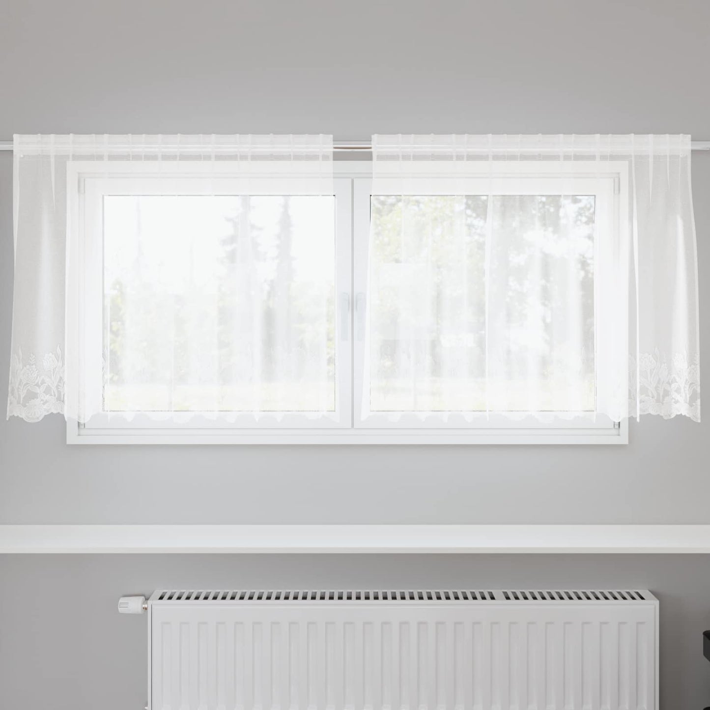Vidaxl kantgordijn met gordijnen bloemen wit 100 x 200 cm polyester