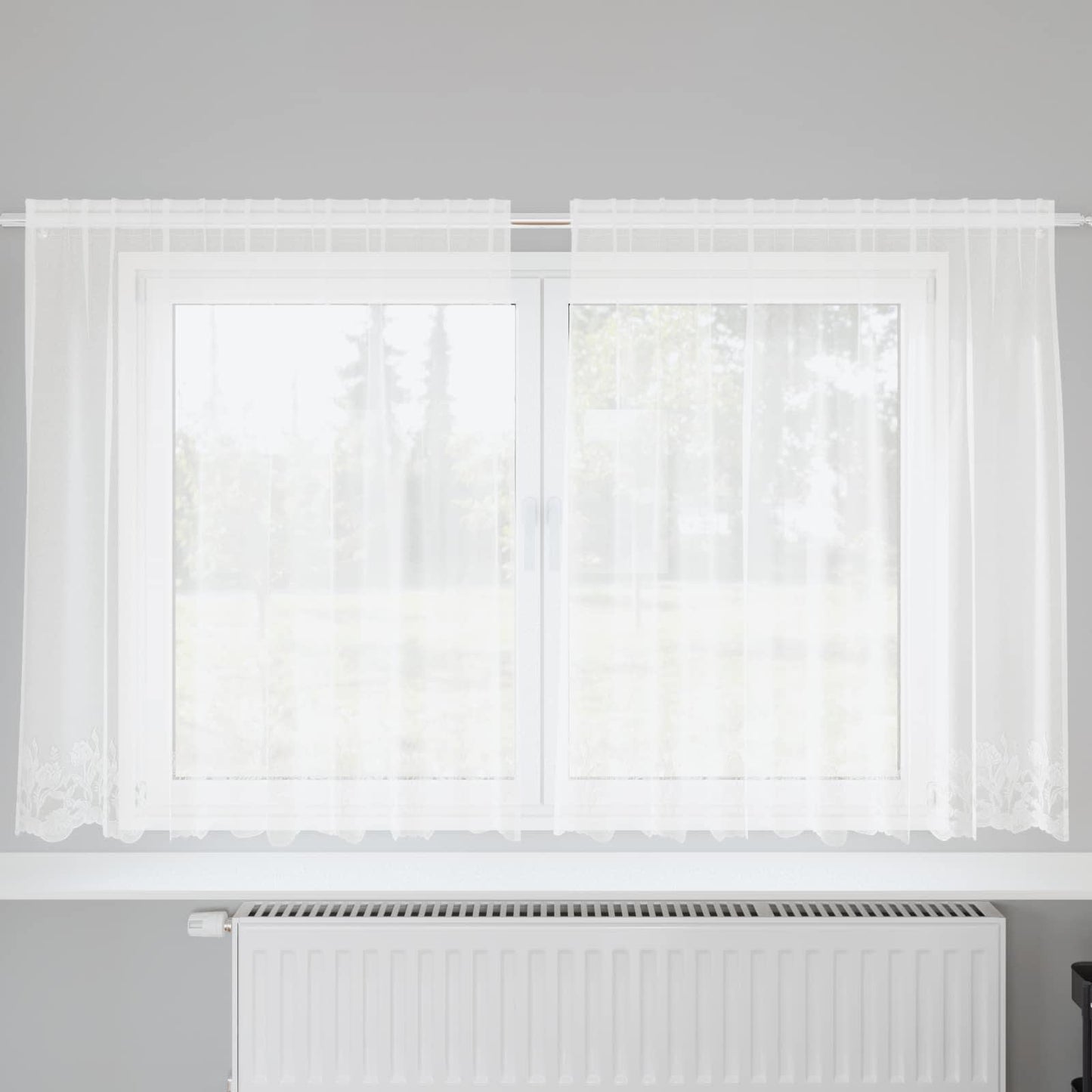 Vidaxl kantgordijn met gordijnen bloemen wit 140 x 200 cm polyester