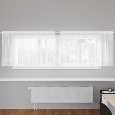 Vidaxl kantgordijn met gordijnen bloemen wit 80 x 300 cm polyester