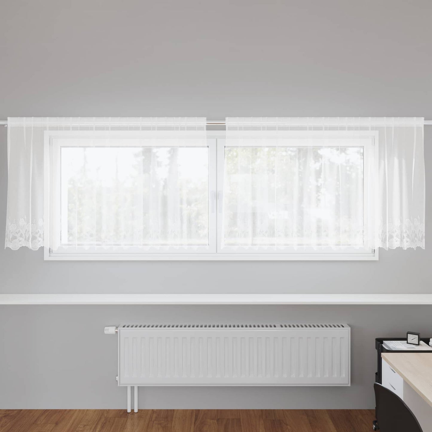 Vidaxl kantgordijn met gordijnen bloemen wit 100 x 300 cm polyester