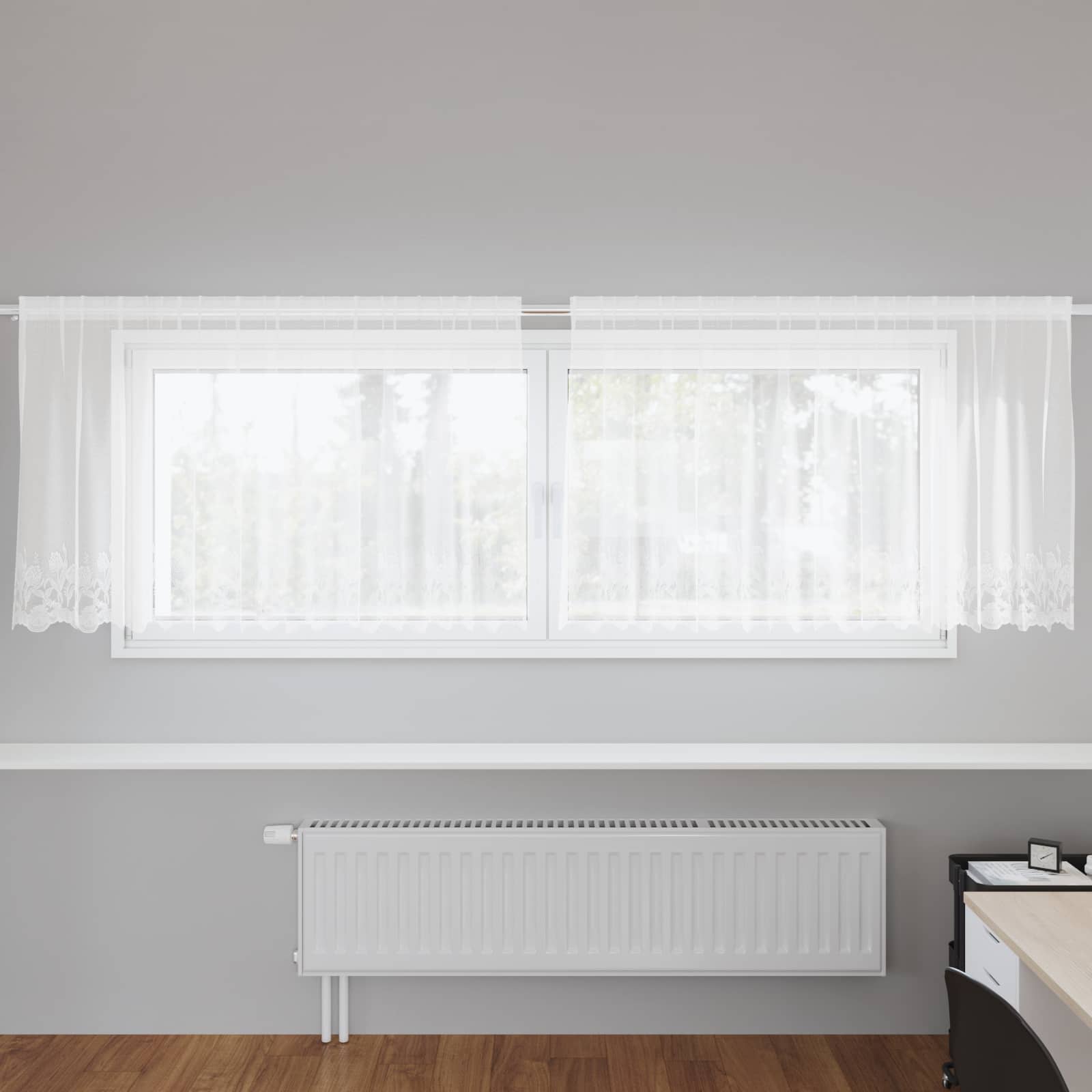Vidaxl kantgordijn met gordijnen bloemen wit 100 x 300 cm polyester