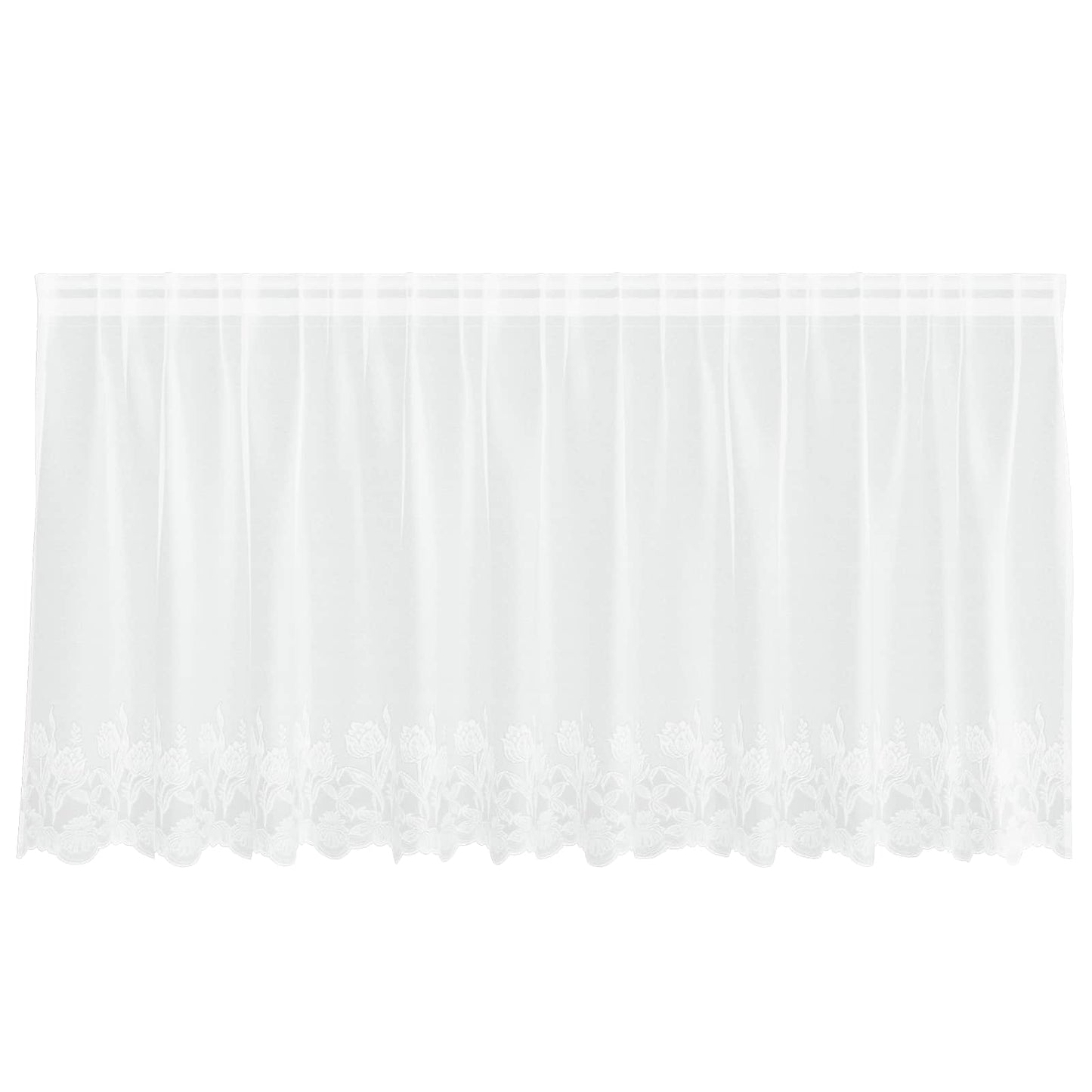 Vidaxl kantgordijn met gordijnen bloemen wit 100 x 300 cm polyester