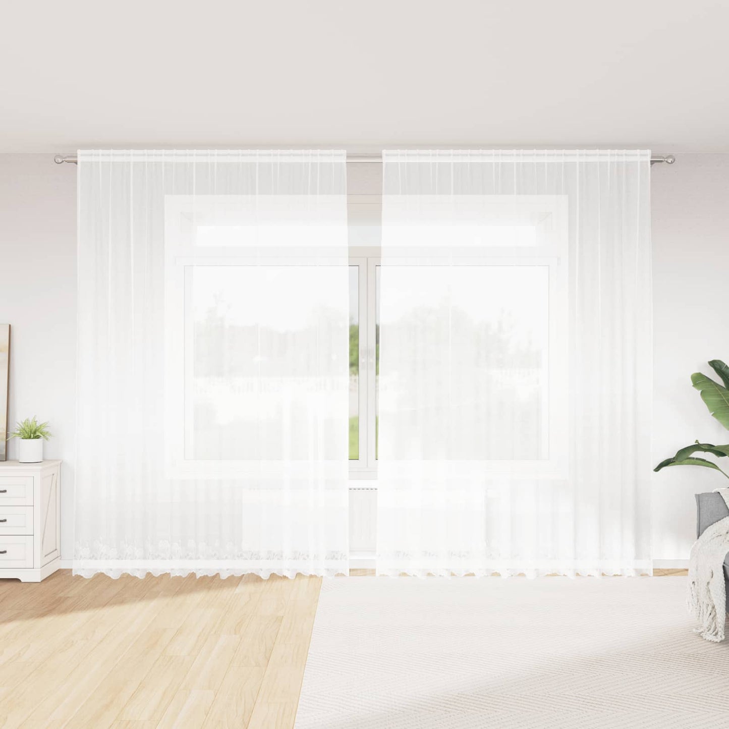 Vidaxx cortina de encaje con cortinas flores blanco 260 x 300 cm poliéster