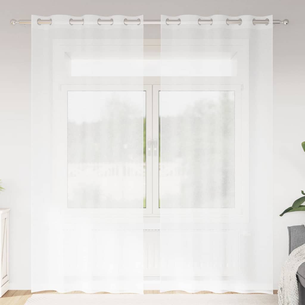 Vidaxl voile gordijn met gordijnen 2 pcs wit 225 x 140 cm polyester