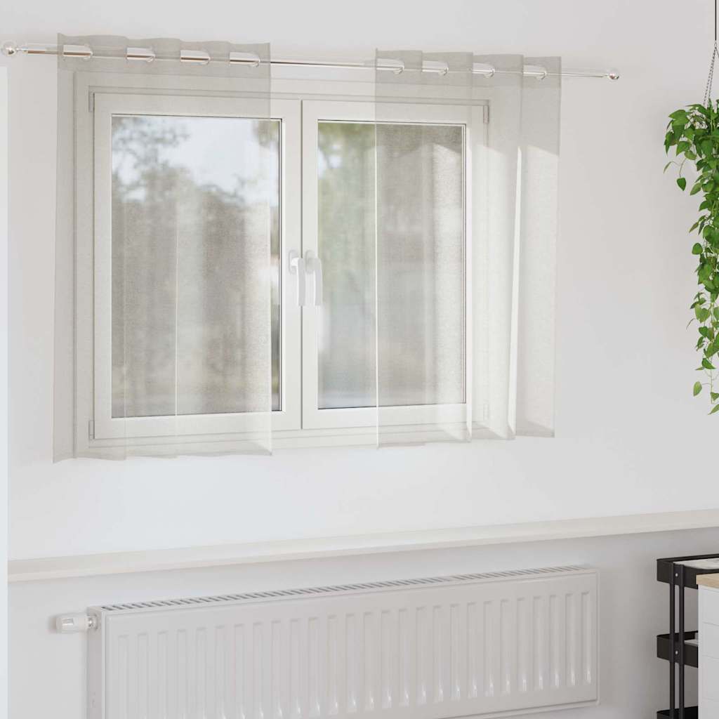 Vidaxl cortina de gasa con cortinas 2 piezas crema 140 x 140 cm poliéster