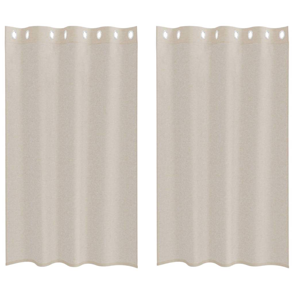 Vidaxl cortina de voile con cortinas 2 piezas arena 175 x 140 cm poliéster