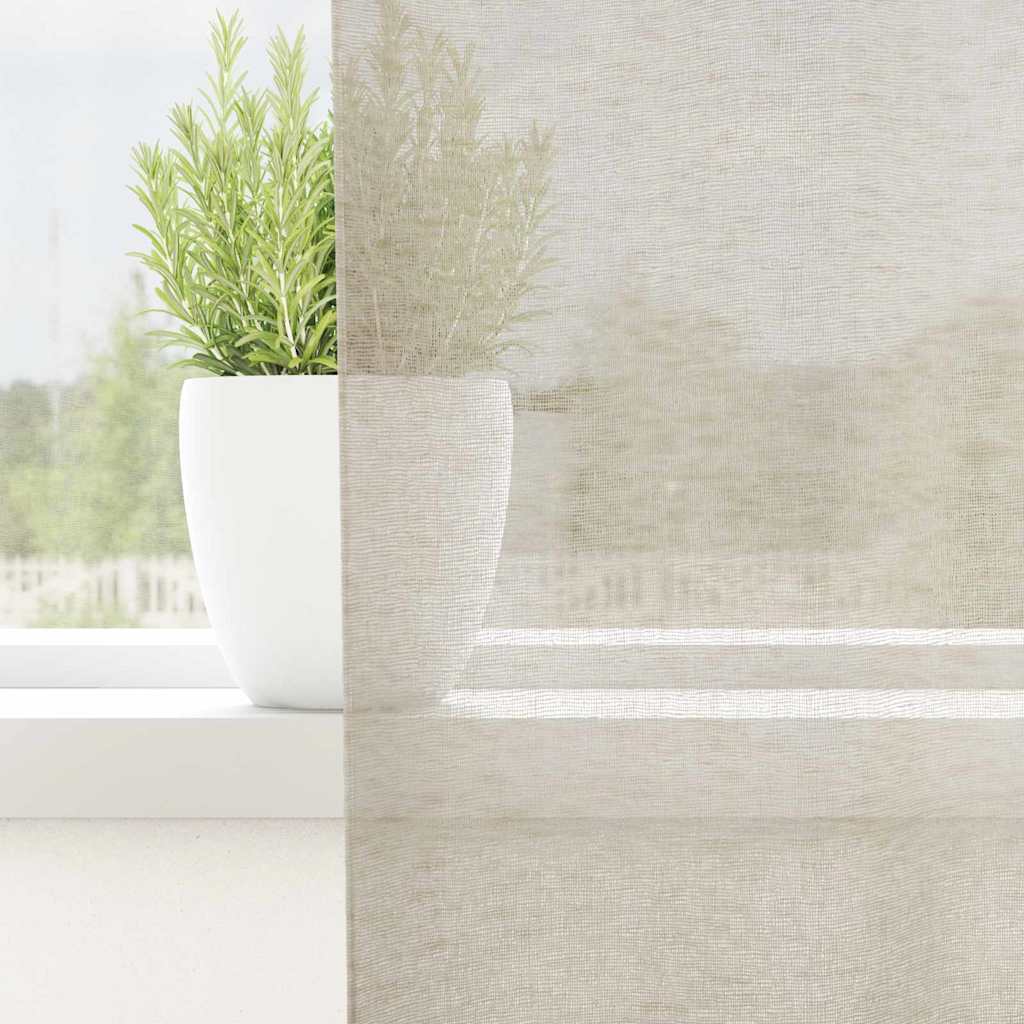 Vidaxl cortina de voile con cortinas 2 piezas arena 245 x 140 cm poliéster