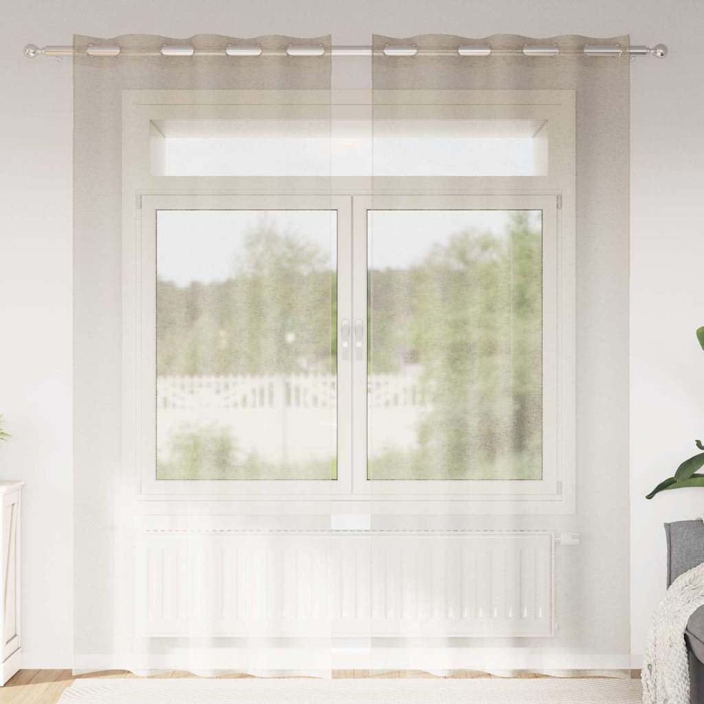 Vidaxl cortina de voile con cortinas 2 piezas arena 245 x 140 cm poliéster